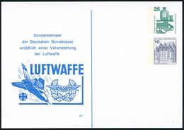 MILITÄRFLUGWESEN / MILITÄRFLUGZEUGE : B.R.D. 1975 PP 25 Pf. Unfall + 10 Pf. Burgen: ..Veranstaltung Der Luftwaffe = Alph - Airplanes