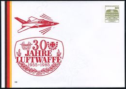 MILITÄRFLUGWESEN / MILITÄRFLUGZEUGE : B.R.D. 1985 PU 80 Pf. Burgen, Oliv: 30 JAHRE LUFTWAFFE, 1955 - 1985 = Alpha-Jet (u - Flugzeuge