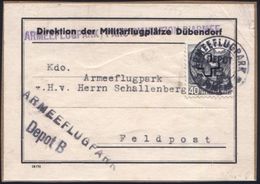 MILITÄRFLUGWESEN / MILITÄRFLUGZEUGE : SCHWEIZ 1939 (ca.) Päckchen-Aufkleber: Direktion D.Militräflugplätze Dübendorf , E - Aerei