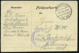 LUFTFELDPOST I. WK : DEUTSCHES REICH 1916 (8.3.) 1K-Brücke: K. D. Feldpoststation/* Nr 191 *  (Nr.2070) + Seltener, Blau - Vliegtuigen