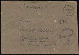 LUFTWAFFE 1939-45 / LUFTFELDPOST II.WK : Breslau 1942 (26.10.) Stummer 1K-MaschinenSt. = Tarnstempel Breslau + Viol. 1K- - Vliegtuigen