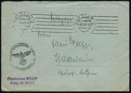 LUFTWAFFE 1939-45 / LUFTFELDPOST II.WK : BRESLAU 2/ E 1942 (9.11.) Band-MaSt. + 1K-HdN: Fp. Nr. 05 213 + Abs.-2L: Oberle - Avions