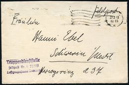 LUFTWAFFE 1939-45 / LUFTFELDPOST II.WK : Dresden 1940 (29.2.) Stummer MaWellenSt + Viol. Abs.-3L: Truppendienststelle/Fe - Avions
