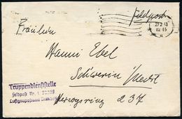 LUFTWAFFE 1939-45 / LUFTFELDPOST II.WK : Dresden 1940 (29.2.) Stummer MaWellenSt + Viol. Abs.-3L: Truppendienststelle/Fe - Vliegtuigen