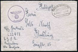 LUFTWAFFE 1939-45 / LUFTFELDPOST II.WK : EMDEN--WARBURG/ BAHNPOST/ Z.0682 1940 (2.10.) Bahn-Oval + Aptierter, Stummer 1K - Airplanes