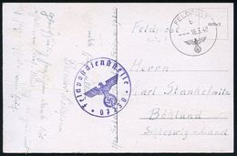 LUFTWAFFE 1939-45 / LUFTFELDPOST II.WK : DEUTSCHES REICH 1940 (16.3.) 1K: FELDPOST/b/--- + Viool. 1K-HdN: Feldpostdienst - Avions