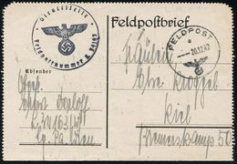 LUFTWAFFE 1939-45 / LUFTFELDPOST II.WK : DEUTSCHES REICH 1942 (20.12.) 1K: FELDPOST/a/--- + Viol. 1K-HdN: Fp.-Nr. L 3416 - Avions