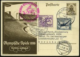 ZEPPELINPOST / ZEPPELIN-BELEGE : DEUTSCHES REICH 1936 (1.8.) Olympiafahrt "Luftschiff Hindenburg", Olympia-Sonder-P 6 +  - Zeppeline