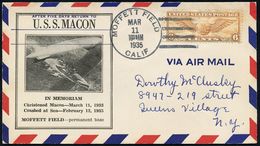 LUFTSCHIFFE (OHNE ZEPPELIN) : U.S.A. 1935 (11.3.) Trauer-SU.: USS MACON IN MEMORIAM.. Crashed At Sea 1935 (Abb. Luftschi - Zeppelin