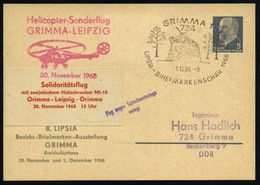 HELIKOPTER / HUBSCHRAUBERPOST : 724 GRIMMA 1/ LIPSIA-BRIEFM.SCHAU 1968 (1.12.) SSt = T-34 Denkmal Auf PP 5 Pf. Ulbricht: - Hélicoptères