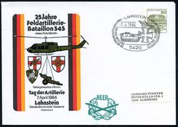 HELIKOPTER / HUBSCHRAUBERPOST : 5420 LAHNSTEIN 1/ TAG DER ARTILLERIE.. 1984 (7.4.) SSt = Selbstfahrlafette Auf Passendem - Helikopters