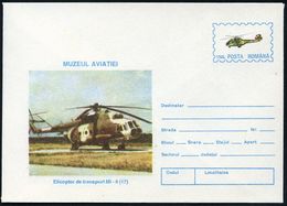 HELIKOPTER / HUBSCHRAUBERPOST : RUMÄNIEN 1996 150 L. Sonder-U.: LUFTFAHRT-MUSEUM, Kampf-Helikopter Mi-8, 3 Verschiedene  - Hélicoptères