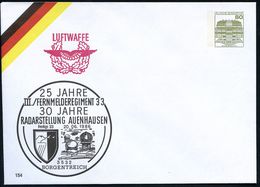 MILITÄRISCHES FUNKWESEN : 3532 Borgenteich 1986 (20.6.) PU 80 Pf. Burgen, Oliv: 25 JAHRE III. FERNMELDEREGIMENT 33, 30 J - Ohne Zuordnung