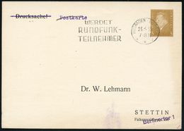 RADIO- & TV-SENDER / FUNKTÜRME : WIESBADEN-BIEBRICH/ **i/ WERDET/ RUNDFUNK-/ TEILNEHMER 1933 (23.3.) Seltener MWSt Klar  - Ohne Zuordnung