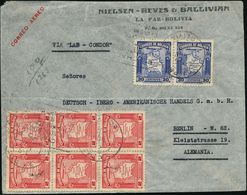 GEOGRAFIE / LANDKARTEN : BOLIVIEN 1937 (15.11.) Flp.-Marken 30 C. (Paar) U. 2 B. (6 Stück) Satz- U. Motivreine Frankatur - Aardrijkskunde