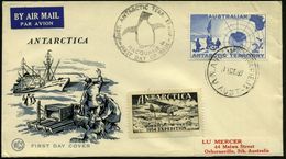 EXPEDITIONEN : AUSTRAL.ANTARKTIS 1957 (11.12.) 2 Sh. Antarktisforschung, EF + 1K: A.N.A.R.E. MACQUARIE IS. + Schw. , Amt - Aardrijkskunde