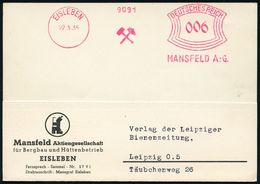 BERGBAU / AUSRÜSTUNG / GERÄTE / UNIFORMEN : EISLEBEN/ MANSFELD A:-G. 1935 (22.5.) AFS = Bergbauhämmer Auf Firmen-Kt.: Ma - Other & Unclassified