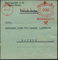 VERHÜTTUNG / ERZ- & METALLVERARBEITUNG : STETTIN/ 1/ HEDWIGSHÜTTE 1931 (25.9.) AFS 008 Pf. = Bergbauhämmer (kl. Stpl.-Fl - Andere & Zonder Classificatie