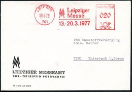 INTERNATIONALE LEIPZIGER MUSTERMESSE (MM) : 701 LEIPZIG/ MM/ Leipz./ Messe/ 13.-20.3. 1977 (28.9.) AFS (Messe-Monogr.) K - Ohne Zuordnung