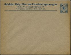 KERAMIK / PORZELLAN / MANUFAKTUREN : Berlin 1888 PU 3 Pf. "Neue Berliner Omnibus- U.Packetfahrt AG",  Ziffer, Blau: Gebr - Porselein