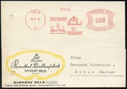 KERAMIK / PORZELLAN / MANUFAKTUREN : SELB/ 2/ WELTMARKE/ DES/ PORZELLANS/ Rosenthal 1931 (10.9.) AFS (2x Signets, 1x Ros - Porcellana