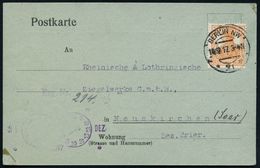 TON / STEINGUT / KACHELOFEN : BERLIN NW/ *21e 1917 (18.12.) 1K-Brücke Auf EF 7 1/2 Pf. Germania Mit Firmenlochung: "T J  - Porcelain