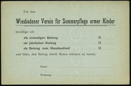 SOS-KINDERDÖRFER / KINDERSCHUTZ : Wiesbaden 1908 Amtl. Orts-P 2 Pf. Germania + Zudruck: Wiesbadener Verein Für Sommerpfl - Other & Unclassified