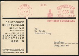 KUNST & KULTUR (ALLGEMEIN) : BERLIN W/ 35/ DEUTSCHER KUNSTVERLAG 1938 (22.10.) AFS = Turm-Logo Auf Firmen-Kt.: DEUTSCHER - Andere & Zonder Classificatie