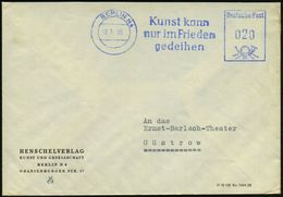 KUNST & KULTUR (ALLGEMEIN) : BERLIN N4/ Kunst Kann/ Nur Im Frieden/ Gedeihen 1959 (9.6.) Blauer AFS = DDR-Dienstfarbe ,  - Andere & Zonder Classificatie