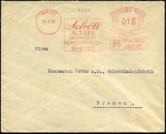 KUNSTTECHNIKEN / KÜNSTLERBEDARF : RHEYDT/ Schött/ ACT.-GES./ GRAPHISCHE/ KUNSTANSTALTEN.. 1930 (16.8.) AFS (Monogr.) Rs. - Sonstige & Ohne Zuordnung