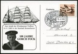 DEUTSCHSPRACHIGE DICHTER & LITERATUR : 2850 BREMERHAVEN 1/ ...100 Jahre "Gorch Fock" 1980 (16.8.) SSt (Großsegler-Takela - Ecrivains