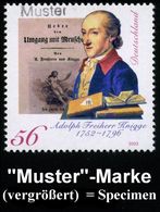 DEUTSCHSPRACHIGE DICHTER & LITERATUR : B.R.D. 2002 (Febr.) 56 C. "250. Geburtstag Adolph V. Knigge" (Autor, Dramatiker,  - Schriftsteller