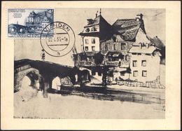 FREMDSPRACHIGE DICHTER & LITERATUR : LUXEMBURG 1953 (30.6.) 4 F. "Victor Hugo's Wohnhaus" (Vianden M. Brücke) 2K: VIANDE - Schrijvers