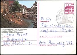 WILLIAM SHAKESPEARE (1564 - 1616) : 7170 SCHWÄBISCH HALL 1/ ..Freilichtspiele 1988 (28.8.) SSt Auf Motivgl. BiP 60 Pf. B - Writers