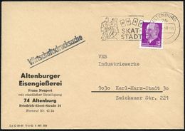 SPIELKARTEN / KARTENSPIELE : 74 ALTENBURG/ K/ SKAT-/ STADT 1968 (5.4.) MWSt (Skatdenkmal, 4 Französ. Asse) Firmen-Bf. (B - Ohne Zuordnung