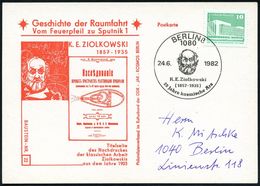 BERÜHMTE MATHEMATIKER : 1080 BERLIN 8/ K.E.Ziolkowski/ (1857-1935).. 1982 (24.6.) SSt (Kopfbild) Auf Sonder-Kt.: Buchtit - Zonder Classificatie