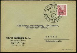 UHR / ZEITMESSUNG : RUHLA/ DIE STADT DER UHREN 1958 (2.10.) HWSt In Sonderform Eines Zifferblatts + Sekundenanzeiger Kla - Uhrmacherei