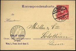 UHR / ZEITMESSUNG : ÖSTERREICH 1909 (18.2.) PP 10 H. KFJ-Jubil., Karmin: PHILIP KOHN,  Uhren-, Gold- U. Silberwaren..Wie - Clocks