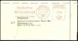 METEOROLOGIE / KLIMA / WETTER : 28 BREMEN 1/ Deutscher/ Wetterdienst/ Wetteramt Bremen 1963 (14.8.) AFS + Viol. Abs.-4L: - Climate & Meteorology
