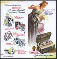 MUSIK ALLGEMEIN : B.R.D. 1955 (ca.) Dreifach-Color-Faltprospekt "GRUNDIG" Tonbandgeräte (oben Gering Angetrennt) Dekorat - Musica