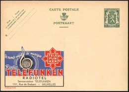 MUSIK ALLGEMEIN : BELGIEN 1935 35 C. Reklame-P Löwe, Grün: Radio TELEFUNKEN/ R A D I O T E L.. BRUXELLES (Firmen-Logo, V - Music