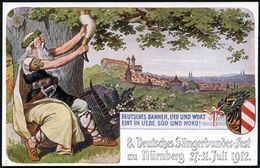 LIED & SINGEN / GESANGSFESTIVAL : Nürnberg 1912 (Juli) PP 5 Pf. Luitpold, Grün: 8. Deutsches Sängerbundes-Fest.. 1912 =  - Muziek