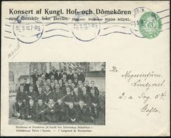 LIED & SINGEN / GESANGSFESTIVAL : DÄNEMARK 1918 (Sept.) PU 5 Öre Zifferoval, Grün: Konsert Af Kungl. Hof- Och Domekören  - Musik