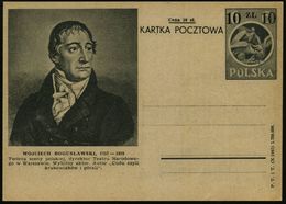 KLASSISCHE MUSIK /KONZERT / OPER : POLEN 1949 10 Zl./6 Zl. BiP Adler, Grau: WOJCIECH BOGUSLAWSKI = Opernsänger, Schauspi - Musique