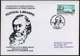 KOMPONISTEN  A - Z : RUMÄNIEN 1997 (3.4.) SSt: 1100 CRAIOVA/JOH. BRAHMS..100 ANI/1833 1897 (Kopfbild) Klar Gest. Motivgl - Musique