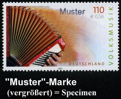MUSIK-INSTRUMENTE ALLGEMEIN : B.R.D. 2001 (Apr.) 110 Pf. "Volksmusik" = Akkordeon Mit Amtl. Handstempel   "M U S T E R"  - Musica