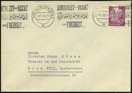 NOTEN / NOTENSCHLÜSSEL : (13b) MÜNCHEN BPA 1/ Bf/ EINIGKEIT UND RECHT/ UND FREIHEIT.. 1955 (9.5.) Bd.MWSt = Notenzeile N - Musica