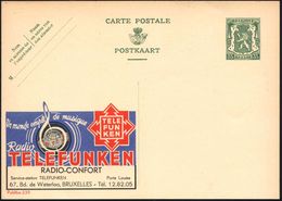 NOTEN / NOTENSCHLÜSSEL : BELGIEN 1935 35 C. Reklame-P Löwe, Grün: Radio TELEFUNKEN/ RADIO-CONFORT..BRUXELLES (Telefunken - Music