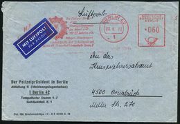 POLIZEI / VERBRECHENBEKÄMPFUNG : 1 BERLIN 42/ Die Polizei../ Kommando Der Schutzpolizei.. 1972 (23.8.) AFS 060 Pf. Mit S - Polizia – Gendarmeria