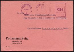 POLIZEI / VERBRECHENBEKÄMPFUNG : HALLE (SAALE)/ 2 1947 (2.7.) Aptierter AFS Francotyp "Reichsadler" = Inschrift U. Adler - Police - Gendarmerie